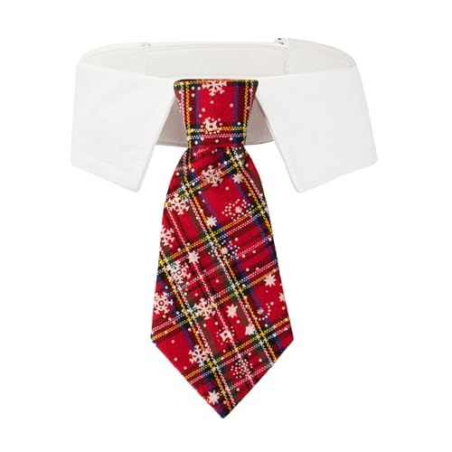 ADOGGYGO Weihnachtliche Hundekrawatte Haustier Smoking Weihnachten Hund Krawatte Halsband mit rot karierter Krawatte für kleine, mittelgroße und große Hunde Haustiere (Größe M, Rot) von ADOGGYGO