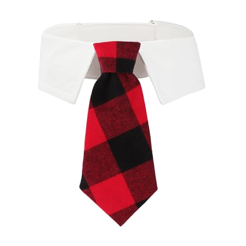 ADOGGYGO Weihnachts-Hunde-Krawatte, Smoking-Kostüm, rotes Karomuster, Weihnachts-Krawatte für kleine Hunde (Größe S) von ADOGGYGO