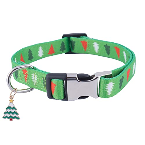 ADOGGYGO Weihnachts-Hundehalsband, niedliches Weihnachtsbaum-Muster, Weihnachts-Hundehalsbänder, verstellbare, weiche Haustier-Weihnachtshalsbänder für kleine, Haustiere (groß, Weihnachtsbaum) von ADOGGYGO