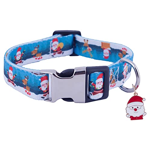 ADOGGYGO Weihnachts-Hundehalsband, niedliches Weihnachtsmann-Hirsch-Muster, verstellbare, weiche Haustier-Weihnachtshalsbänder für kleine, Haustiere (Medium, Weihnachtsmann) von ADOGGYGO