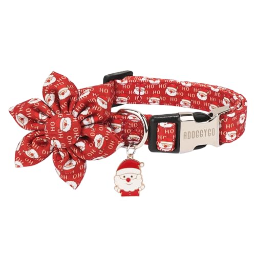 ADOGGYGO Weihnachts-Hundehalsband mit Blumen, rotes Weihnachtsmann-Hundehalsband mit abnehmbarer Blume, verstellbare Weihnachts-Halsbänder für kleine, mittelgroße und große Hunde, Haustiere (groß, ADOGGYGO Weihnachts-Hundehalsband mit Blumen, rotes Weihnachtsmann-Hundehalsband mit abnehmbarer Blume, verstellbare Weihnachts-Halsbänder für kleine, mittelgroße und große Hunde, Haustiere (groß, von ADOGGYGO
