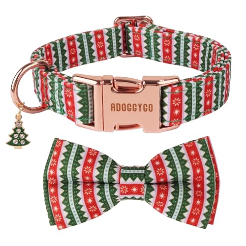 ADOGGYGO Weihnachts-Hundehalsband mit Schleife, abnehmbare gestreifte Weihnachtsfliege, Metallschnalle, verstellbar, grün, Weihnachts-Halsbänder für mittelgroße und große Hunde, Jungen, Mädchen (groß) ADOGGYGO Weihnachts-Hundehalsband mit Schleife, abnehmbare gestreifte Weihnachtsfliege, Metallschnalle, verstellbar, grün, Weihnachts-Halsbänder für mittelgroße und große Hunde, Jungen, Mädchen (groß) von ADOGGYGO