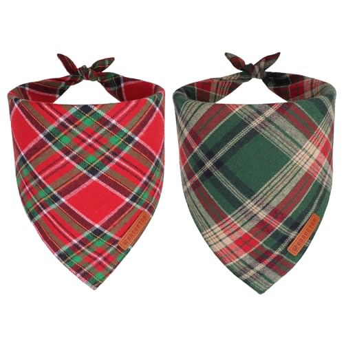 ADOGGYGO Weihnachts-Hundehalstücher, Premium-Baumwollstoff, rot/grün, kariert, Weihnachts-Halstücher für kleine Hunde, 2 Stück ADOGGYGO Weihnachts-Hundehalstücher, Premium-Baumwollstoff, rot/grün, kariert, Weihnachts-Halstücher für kleine Hunde, 2 Stück von ADOGGYGO