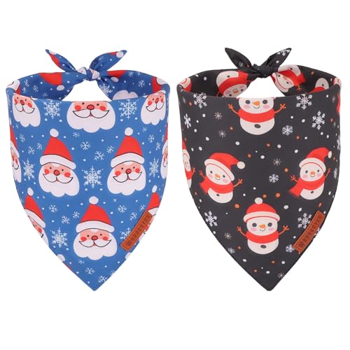 ADOGGYGO Weihnachts-Hundehalstücher, Weihnachtsmann-Schneemann, wendbar, dreieckig, verstellbare Passform, Weihnachts-Halstücher für mittelgroße und große Hunde, Haustiere (groß, Weihnachten) von ADOGGYGO
