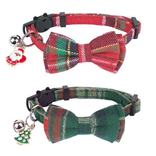 ADOGGYGO Weihnachts-Katzenhalsband, mit stilvoller Schleife (rote grüne Schleife) von ADOGGYGO