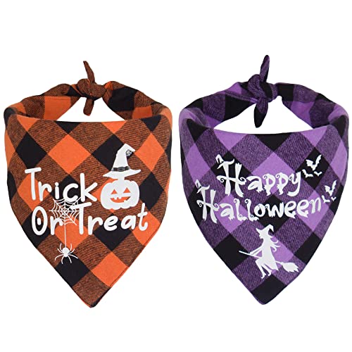 Adoggygo Halloween Hundehalstücher, Klassisches Plaid Hundeschal Lätzchen, Premium Baumwollstoff, mehrere Größen erhältlich, Halloween Bandanas für große und extra große Hunde Haustiere (X-Large) von ADOGGYGO