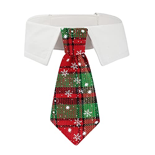 Weihnachts-Hunde-Krawatte, Haustier-Smoking, Weihnachten, Hundehalsband, mit rot-grünem kariertem Krawatte, für kleine, mittelgroße und große Hunde, Haustiere (groß, rot und grün) von ADOGGYGO
