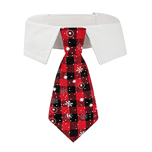 Weihnachts-Hunde-Krawatte, Smoking, Weihnachten, Hundehalsband, mit roter karierter Krawatte, für kleine, mittelgroße und große Hunde (groß, rot und schwarz) von ADOGGYGO