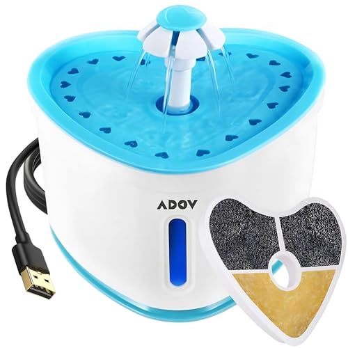 ADOV Katzen-Wasserbrunnen, 2,4 l, automatischer elektrischer Blumen-Stil-Spender mit LED-Wasserstandsanzeige, austauschbarer Filter, leiser und hygienischer Wasserspender, Haustier-Trinknapf, Hunde ADOV Katzen-Wasserbrunnen, 2,4 l, automatischer elektrischer Blumen-Stil-Spender mit LED-Wasserstandsanzeige, austauschbarer Filter, leiser und hygienischer Wasserspender, Haustier-Trinknapf, Hunde von ADOV