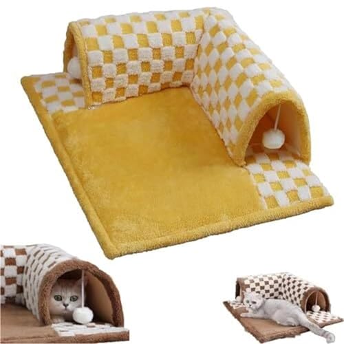 2-in-1 lustiges Plüsch-Karo-kariertes Katzentunnelbett, Katzentunnel für Indoor-Katzen, interaktives Katzenspielzeug, waschbarer Innen-Katzenspieltunnel, Katzentunnel, Katzenbett für alle Jahreszeiten 2-in-1 lustiges Plüsch-Karo-kariertes Katzentunnelbett, Katzentunnel für Indoor-Katzen, interaktives Katzenspielzeug, waschbarer Innen-Katzenspieltunnel, Katzentunnel, Katzenbett für alle Jahreszeiten von ADTEMP