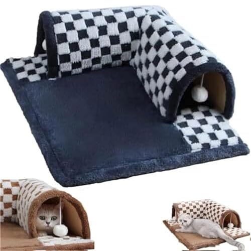 2-in-1 lustiges Plüsch-Karo-kariertes Katzentunnelbett, Katzentunnel für Indoor-Katzen, interaktives Katzenspielzeug, waschbarer Innen-Katzenspieltunnel, Katzentunnel, Katzenbett für alle Jahreszeiten 2-in-1 lustiges Plüsch-Karo-kariertes Katzentunnelbett, Katzentunnel für Indoor-Katzen, interaktives Katzenspielzeug, waschbarer Innen-Katzenspieltunnel, Katzentunnel, Katzenbett für alle Jahreszeiten von ADTEMP