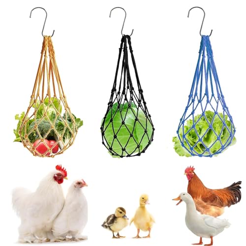 3 Stück Hängende Hühner-Futterstation für Hühner, Gemüse, Fadenbeutel, Geflügel, Obsthalter, Hühnergemüse, hängende Futterspender, Kohl-Futterstation für Geflügel, Hühner, Ente, Gans, große Vögel 3 Stück Hängende Hühner-Futterstation für Hühner, Gemüse, Fadenbeutel, Geflügel, Obsthalter, Hühnergemüse, hängende Futterspender, Kohl-Futterstation für Geflügel, Hühner, Ente, Gans, große Vögel von ADULLPONY