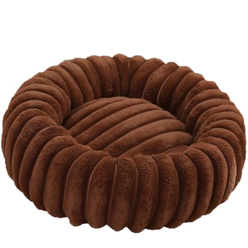 ADUODAO Beruhigendes Donut-Hundebett, runde, orthopädische Katzenbetten mit rutschfester Unterseite, Anti-Angst-Hundesofa, bequeme Haustierkissen-Matten für Labrador, Chihuahua (Durchmesser: 60 cm von ADUODAO