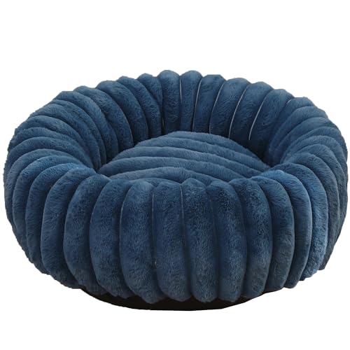 ADUODAO Beruhigendes Donut-Hundebett, runde, orthopädische Katzenbetten mit rutschfester Unterseite, Anti-Angst-Hundesofa, bequeme Haustierkissen-Matten für Labrador, Chihuahua (Durchmesser: 80 cm von ADUODAO