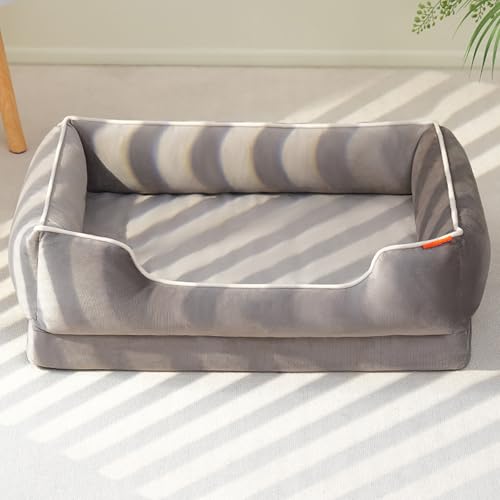 ADUODAO Beruhigendes rechteckiges Hundebett, Anti-Angst-Katzen-Matten mit rutschfester Unterseite, Haustierkissen, Katzenbox-Matratze, orthopädisches Schlafsofa mit abnehmbarem Bezug (86 x 58 x 23 cm von ADUODAO