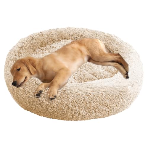 ADUODAO Donut Beruhigendes Hundebett, waschbar, Welpen-Kissen, Anti-Angst, Haustierkissen, flauschiges Donut-Kissen für große, mittelgroße und kleine Hunde, schlafendes Haustier-Sofakissen (120 cm von ADUODAO