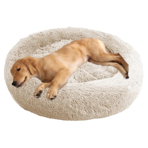 ADUODAO Donut Beruhigendes Hundebett, waschbar, Welpen-Kissen, Anti-Angst, Haustierkissen, flauschiges Donut-Kissen für große, mittelgroße und kleine Hunde, schlafendes Haustier-Sofakissen (140 cm von ADUODAO