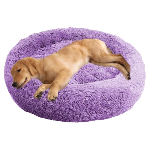 ADUODAO Donut Beruhigendes Hundebett, waschbar, Welpen-Kissen, Anti-Angst, Haustierkissen, flauschiges Donut-Kissen für große, mittelgroße und kleine Hunde, schlafendes Haustier-Sofakissen (90 cm von ADUODAO