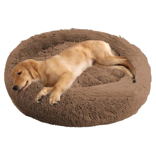 ADUODAO Donut Beruhigendes Hundebett, waschbar, Welpen-Kissen, Anti-Angst, Haustierkissen, flauschiges Donut-Kissen für große, mittelgroße und kleine Hunde, schlafendes Haustier-Sofakissen (90 cm von ADUODAO