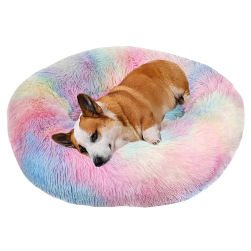 ADUODAO Flauschiges kuscheliges Hundesofa, Bett, Donut-beruhigendes Katzenbett, Plüsch-Hundekorb mit rutschfester Unterseite, weiches langes Plüsch-rundes Haustierkissen für große, mittelgroße und von ADUODAO