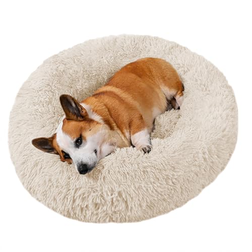 ADUODAO Flauschiges kuscheliges Hundesofa, Bett, Donut-beruhigendes Katzenbett, Plüsch-Hundekorb mit rutschfester Unterseite, weiches langes Plüsch-rundes Haustierkissen für große, mittelgroße und von ADUODAO