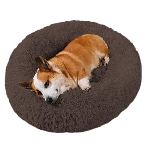ADUODAO Fluffy Cuddler Hundesofa, Bett, Donut-beruhigendes Katzenbett, Plüsch-Hundekorb mit rutschfester Unterseite, weiches langes Plüsch-rundes Haustierkissen für große, mittelgroße und kleine von ADUODAO