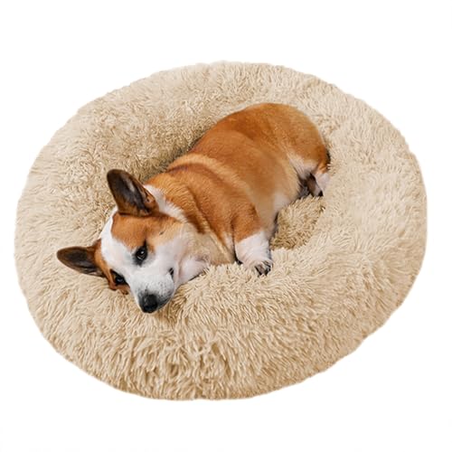 ADUODAO Fluffy Cuddler Hundesofa, Bett, Donut-beruhigendes Katzenbett, Plüsch-Hundekorb mit rutschfester Unterseite, weiches langes Plüsch-rundes Haustierkissen für große, mittelgroße und kleine von ADUODAO