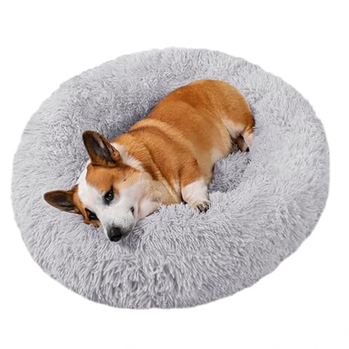 ADUODAO Fluffy Cuddler Hundesofa, Bett, beruhigendes Katzenbett, Plüsch-Hundekorb mit rutschfester Unterseite, weiches langes Plüsch-rundes Haustierkissen für große, mittelgroße und kleine Haustiere von ADUODAO