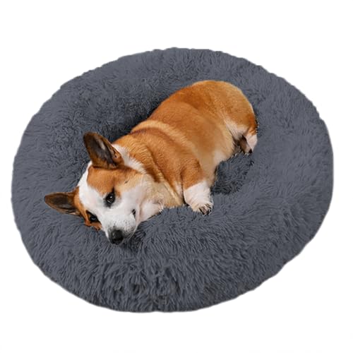 ADUODAO Fluffy Cuddler Hundesofa, Bett, beruhigendes Katzenbett, Plüsch-Hundekorb mit rutschfester Unterseite, weiches langes Plüsch-rundes Haustierkissen für große, mittelgroße und kleine Haustiere von ADUODAO