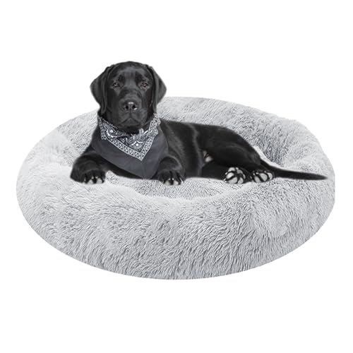 ADUODAO Rundes Plüsch-Hundebett in Donut-Form, warmes Katzenbett mit rutschfester Unterseite, flauschiges, beruhigendes Haustierkissen für große, mittelgroße und kleine Hunde von ADUODAO