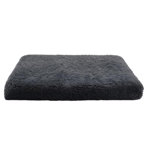 ADUODAO Weiches Plüschbett, waschbar, bequeme Haustiermatte mit rutschfester Unterseite, für kleine, mittelgroße und große Hunde, warmes Haustierkissen, Matratze (100 x 60 x 10 cm, Dunkelgrau) von ADUODAO
