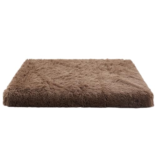 ADUODAO Weiches Plüschbett, waschbar, bequeme Haustiermatte mit rutschfester Unterseite, für kleine, mittelgroße und große Hunde, warmes Haustierkissen, Matratze (120 x 80 x 10 cm, Khaki) von ADUODAO