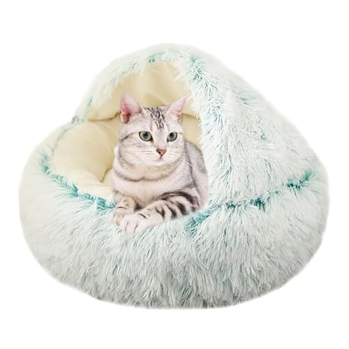 Donut-Katzenbett, Katzenzelt, Höhle für Kätzchen und Welpen, kleine Hunde, waschbar, rutschfest, weicher Haustierschlafsack, Anti-Angst-Welpenkissen, 60 x 60 x 20 cm, Grün von ADUODAO
