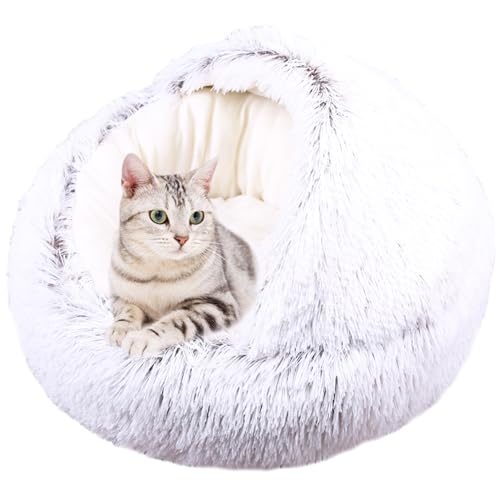 Donut-Katzenbett, Katzenzelt, Höhle für Kätzchen und Welpen, kleine Hunde, waschbar, rutschfest, weicher Haustierschlafsack, Anti-Angst-Welpenkissen (40 x 40 x 18 cm, Kaffee) von ADUODAO