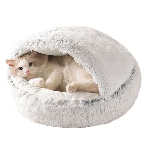 Donut-Katzenbett, Katzenzelt, Höhle für Kätzchen und Welpen, kleine Hunde, waschbar, rutschfest, weicher Haustierschlafsack, Anti-Angst-Welpenkissen (65 x 65 x 20 cm, Grau) von ADUODAO