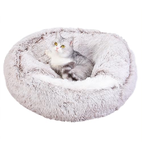 Flauschiges Plüsch-Kätzchenhaus, Katzen-Nistbett für kleine, mittelgroße Haustiere, beruhigendes Bett mit großer Kapuze, runder Haustierschlafsack, Haustiernest für Kätzchen und Welpen (Durchmesser Flauschiges Plüsch-Kätzchenhaus, Katzen-Nistbett für kleine, mittelgroße Haustiere, beruhigendes Bett mit großer Kapuze, runder Haustierschlafsack, Haustiernest für Kätzchen und Welpen (Durchmesser von ADUODAO