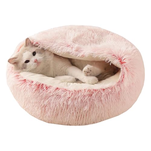 Große Katzenhöhle für den Innenbereich, flauschiges Plüsch-Haustierbett, waschbar, rutschfest, Katzennest, Donut-beruhigendes Kätzchen-Schlafkissen, winddichtes Haustier-Nistbett für Kätzchen und von ADUODAO