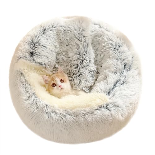 Halbgeschlossenes Katzenhaus selbstwärmendes Katzenbett mit großer Kapuze, Plüschkissen für den Innenbereich, Sofa, Welpenkissen für kleine, mittelgroße Haustiere, Kätzchenhöhlenbett (Durchmesser: 60 Halbgeschlossenes Katzenhaus selbstwärmendes Katzenbett mit großer Kapuze, Plüschkissen für den Innenbereich, Sofa, Welpenkissen für kleine, mittelgroße Haustiere, Kätzchenhöhlenbett (Durchmesser: 60 von ADUODAO