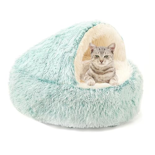 Halbgeschlossenes Katzenhaus selbstwärmendes Katzenbett mit großer Kapuze, Plüschkissen für den Innenbereich, Sofa, Welpenkissen für kleine, mittelgroße Haustiere, Kätzchenhöhlenbett (Durchmesser: 50 Halbgeschlossenes Katzenhaus selbstwärmendes Katzenbett mit großer Kapuze, Plüschkissen für den Innenbereich, Sofa, Welpenkissen für kleine, mittelgroße Haustiere, Kätzchenhöhlenbett (Durchmesser: 50 von ADUODAO