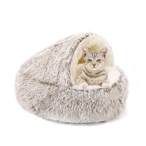 Halbgeschlossenes Katzenhaus selbstwärmendes Katzenbett mit großer Kapuze, Plüschkissen für den Innenbereich, Sofa, Welpenkissen für kleine, mittelgroße Haustiere, Kätzchenhöhlenbett (Durchmesser: 65 Halbgeschlossenes Katzenhaus selbstwärmendes Katzenbett mit großer Kapuze, Plüschkissen für den Innenbereich, Sofa, Welpenkissen für kleine, mittelgroße Haustiere, Kätzchenhöhlenbett (Durchmesser: 65 von ADUODAO