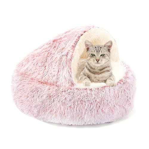 Halbgeschlossenes Katzenhaus selbstwärmendes Katzenbett mit großer Kapuze, Plüschkissen für den Innenbereich, Sofa, Welpenkissen für kleine, mittelgroße Haustiere, Kätzchenhöhlenbett (Durchmesser: 65 Halbgeschlossenes Katzenhaus selbstwärmendes Katzenbett mit großer Kapuze, Plüschkissen für den Innenbereich, Sofa, Welpenkissen für kleine, mittelgroße Haustiere, Kätzchenhöhlenbett (Durchmesser: 65 von ADUODAO
