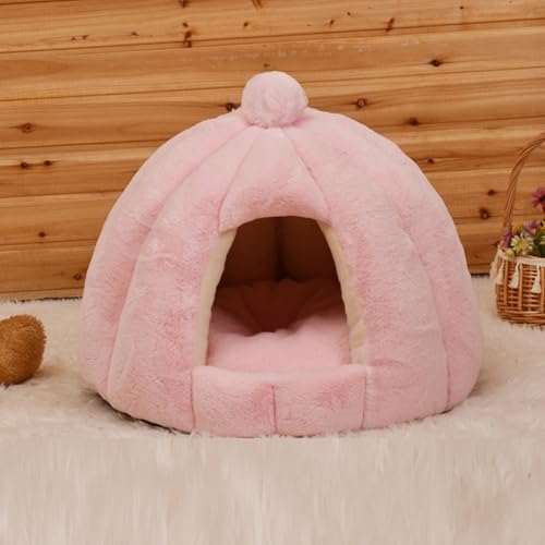 Halbgeschlossenes Katzenhöhlennest, Haustierhöhle, warmes Haustiernest mit abnehmbarem Kissen für kleine Hunde, Welpen, Kätzchen, weiches, beruhigendes Katzenbett, Hundekorb, 56 x 56 x 48 cm, Rosa Halbgeschlossenes Katzenhöhlennest, Haustierhöhle, warmes Haustiernest mit abnehmbarem Kissen für kleine Hunde, Welpen, Kätzchen, weiches, beruhigendes Katzenbett, Hundekorb, 56 x 56 x 48 cm, Rosa von ADUODAO