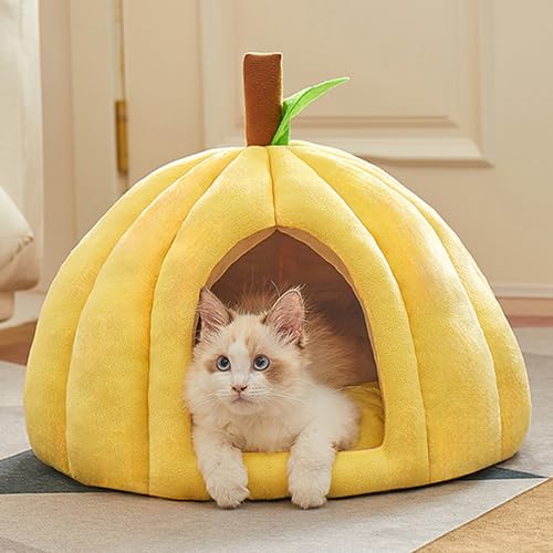 Katzen-Nest für den Innenbereich, warmes Haustierhöhlenhaus mit abnehmbarem, waschbarem Kissen, halbgeschlossenes Nest, beruhigender Hundekorb, rutschfestes Haustierbett für Katzen, Hunde, Welpen Katzen-Nest für den Innenbereich, warmes Haustierhöhlenhaus mit abnehmbarem, waschbarem Kissen, halbgeschlossenes Nest, beruhigender Hundekorb, rutschfestes Haustierbett für Katzen, Hunde, Welpen von ADUODAO