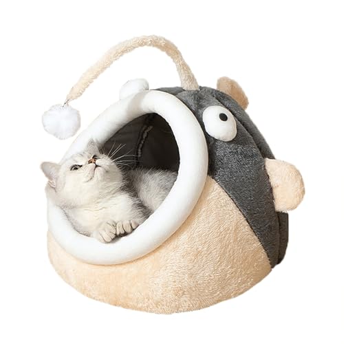 Katzen-Schlafhaus, warmes, rutschfestes Haustierbett, waschbarer Haustierkorb für Hund/Kaninchen/Welpe/Kätzchen, weiche Katze, halbgeschlossene Nestmatte mit abnehmbarer Matte (44 x 44 x 33 cm) von ADUODAO