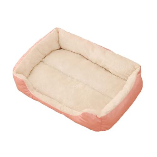Katzenbett für Haustiere im Innenbereich, rutschfest, waschbar, beruhigendes Kätzchen-Sofa, warm, bequem, Haustierbett, Höhle für Kaninchen/Welpen/Kätzchen (rechteckig: 60 x 48 x 10 cm, Rosa) von ADUODAO