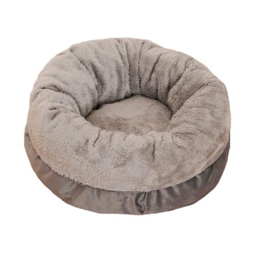 Katzenbett für Haustiere im Innenbereich, rutschfest, waschbar, beruhigendes Kätzchen-Sofa, warm, bequem, Haustierbett, Höhle für Kaninchen/Welpen/Kätzchen (rund: 50 x 50 x 25 cm, grau) von ADUODAO
