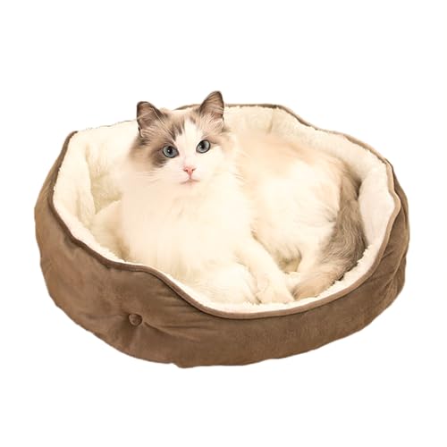 Katzenbett mit rutschfester Unterseite, waschbares Haustier-Schlafhaus, warmes Hundenest für kleine Haustiere, Welpen, Kätzchen, weich, beruhigendes Haustiernest, Sofa, Katzenkissen (Kaffee) von ADUODAO