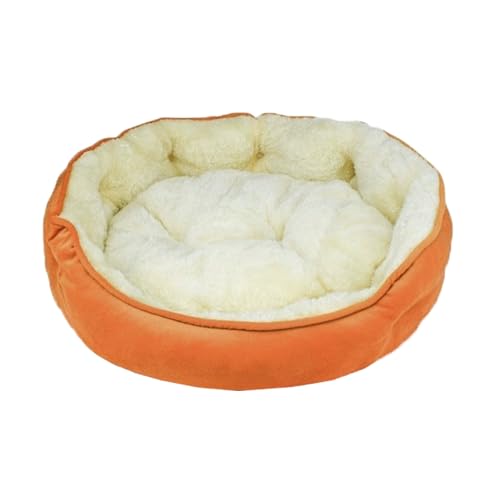 Katzenbett mit rutschfester Unterseite, waschbares Haustier-Schlafhaus, warmes Hundenest für kleine Haustiere, Welpen, Kätzchen, weich, beruhigendes Haustiernest, Sofa, Katzenkissen (Orange) von ADUODAO