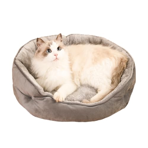 Katzenbett mit rutschfester Unterseite, waschbares Haustier-Schlafhaus, warmes Hundenest für kleine Haustiere, Welpen, Kätzchen, weich, beruhigendes Haustiernest, Sofa, Katzenkissen (grau) von ADUODAO