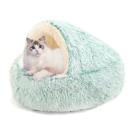 Katzenhöhle für den Innenbereich, winddichtes Katzen-Nistbett gegen Angst, Plüsch-Zeltkissen, weicher Haustierschlafsack mit rutschfester Unterseite für Kätzchen, Welpen (Durchmesser: 50 cm, Grün) Katzenhöhle für den Innenbereich, winddichtes Katzen-Nistbett gegen Angst, Plüsch-Zeltkissen, weicher Haustierschlafsack mit rutschfester Unterseite für Kätzchen, Welpen (Durchmesser: 50 cm, Grün) von ADUODAO